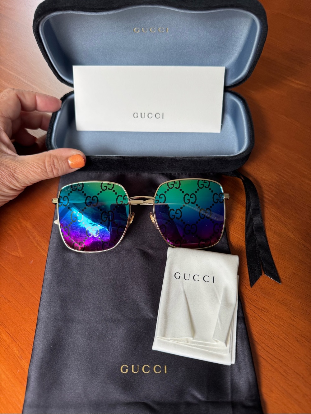 Gucci Gold Metal Sunglasses with Multicolor Accents